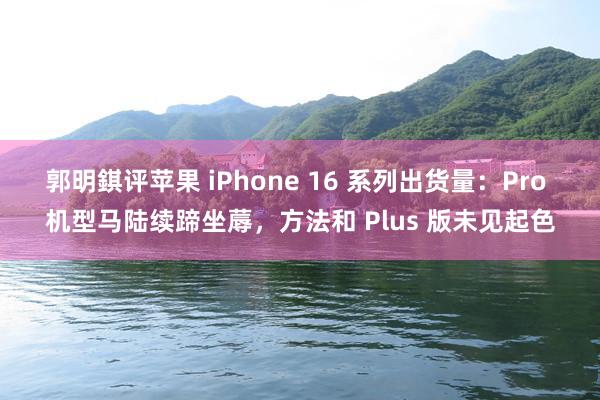 郭明錤评苹果 iPhone 16 系列出货量：Pro 机型马陆续蹄坐蓐，方法和 Plus 版未见起色