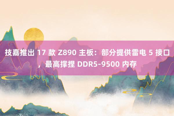 技嘉推出 17 款 Z890 主板：部分提供雷电 5 接口，最高撑捏 DDR5-9500 内存
